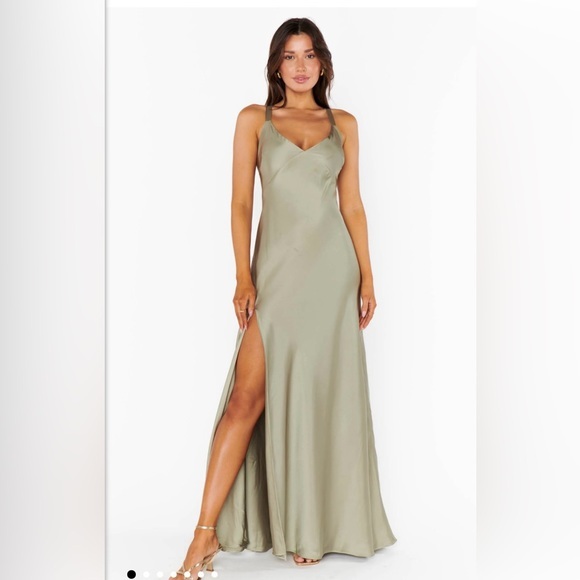 NWT Show Me Your Mumu Anderson Maxi Dress Sage Green Satin Size XL Bridesmaid
